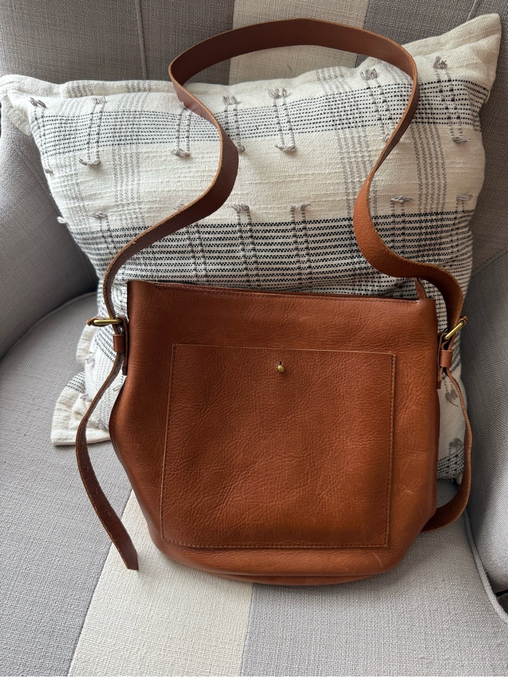 Madewell Tan Leather Transport Crossbody Shoulder Bag